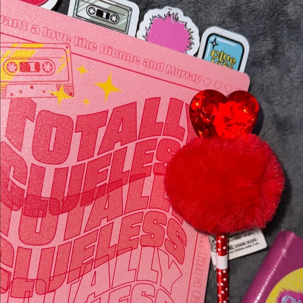 2 Clueless Pink Journals Set- 30th Anniversary! BONUS FUZZY PEN like Cher used!